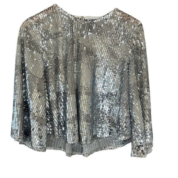 Zara trf collection Silver Sequins Disco Flowy Boho Blouse - Picture 8 of 16